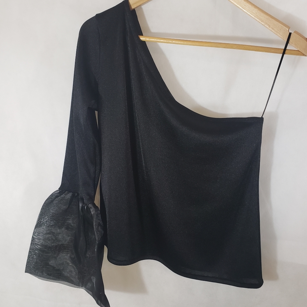 Zara One Shoulder Bell Sleeve Blouse - Picture 6 of 6